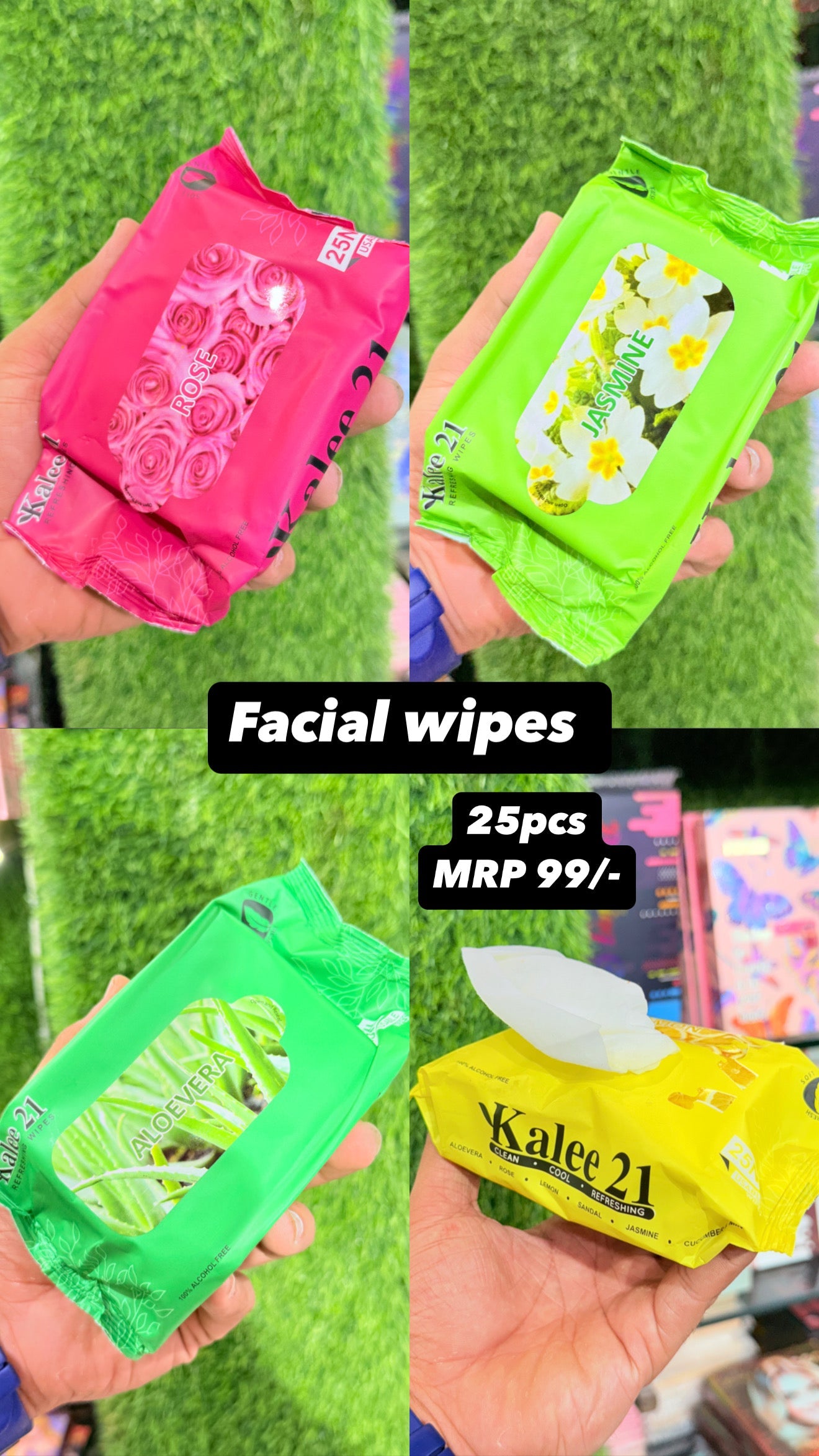 Facial Wipes 25pcs x 4pkts ,