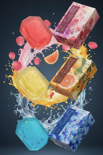 Botanic Essence Luxury Crystal Soap Collection – Rose Love, Bergamot Lit, and Blue Fresh