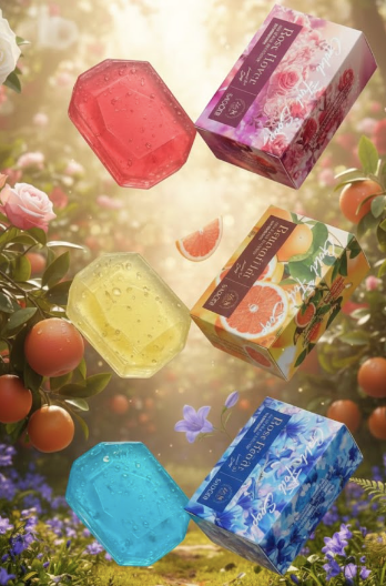 Botanic Essence Luxury Crystal Soap Collection – Rose Love, Bergamot Lit, and Blue Fresh