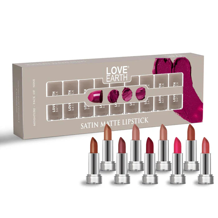 LoveEarth Satin Matte Lipstick Pack of 9 (18g)