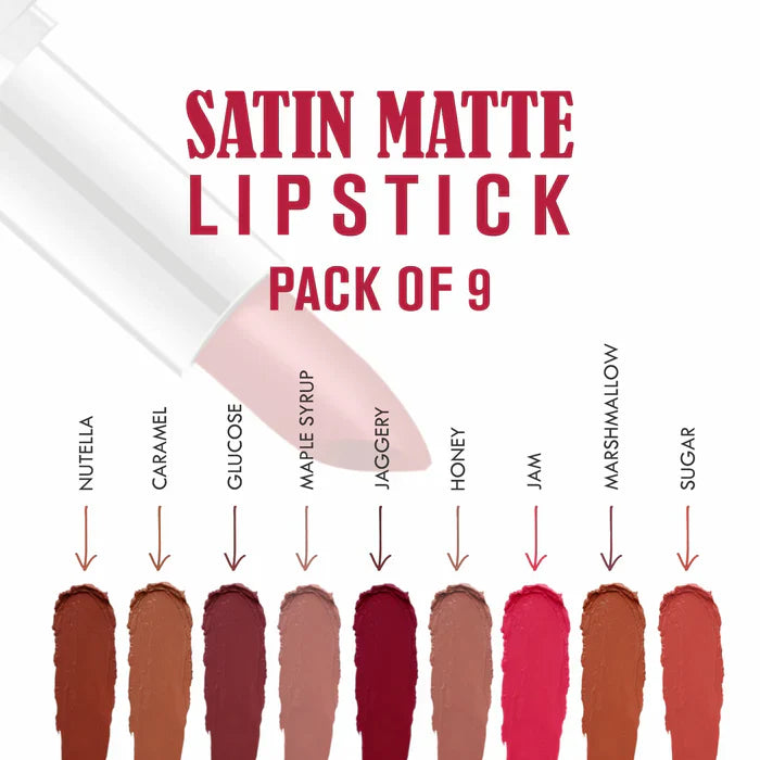 LoveEarth Satin Matte Lipstick Pack of 9 (18g)